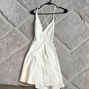 Lulu's White Backless Spaghetti Strap Dress